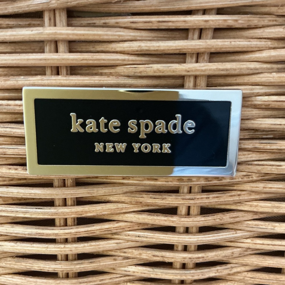 Kate Spade Sam Gingham Wicker Medium Satchel - Picture 10 of 10